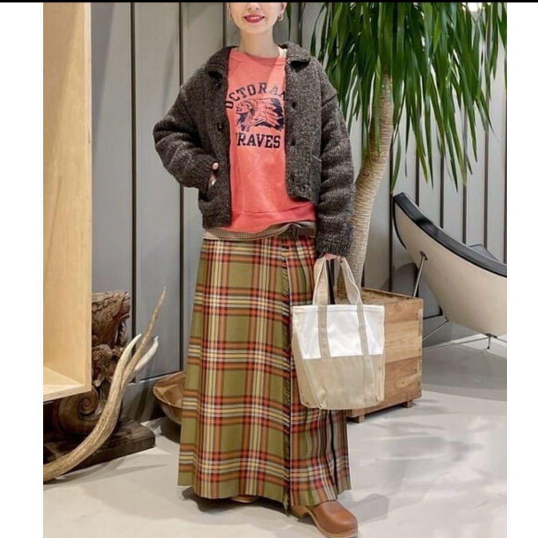 BEAMS チェックスカート プリーツ巻きスカート ビームスボーイ