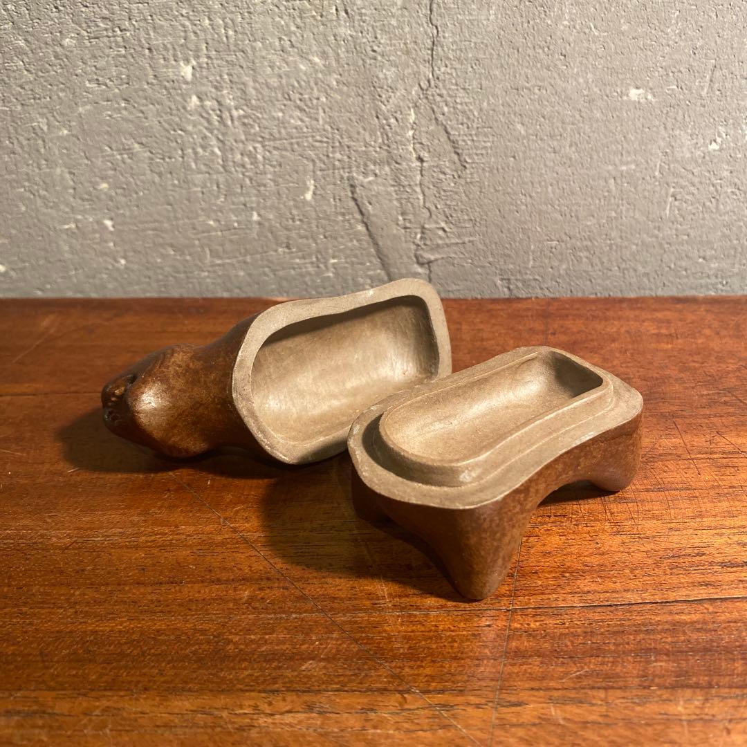 備前焼 木村陶峰 虎 香合 置物オブジェ 茶道具 美品 コレクション