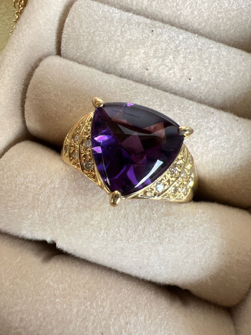 銀座三越 K18 アメジスト ダイヤ リング ネックレスセット - メルカリ