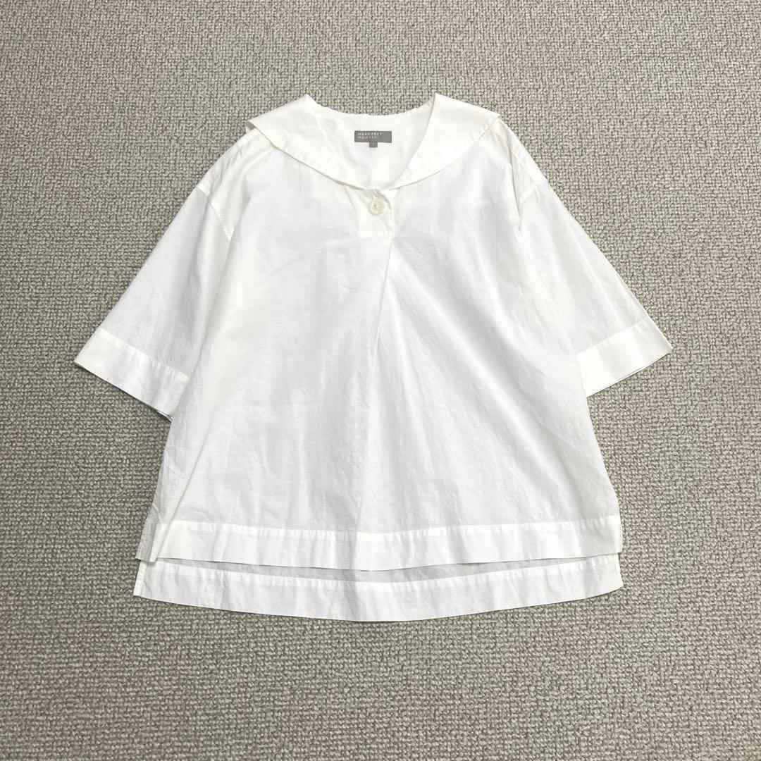 マーガレットハウエル セーラーカラーブラウス シャツ リネンブレンド