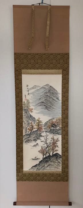 本格表装　掛け軸　秋江帰漁　床の間　茶席 本格表装 掛け軸 秋江帰漁 床の間 茶席 本格表装 掛け軸 秋江帰漁
