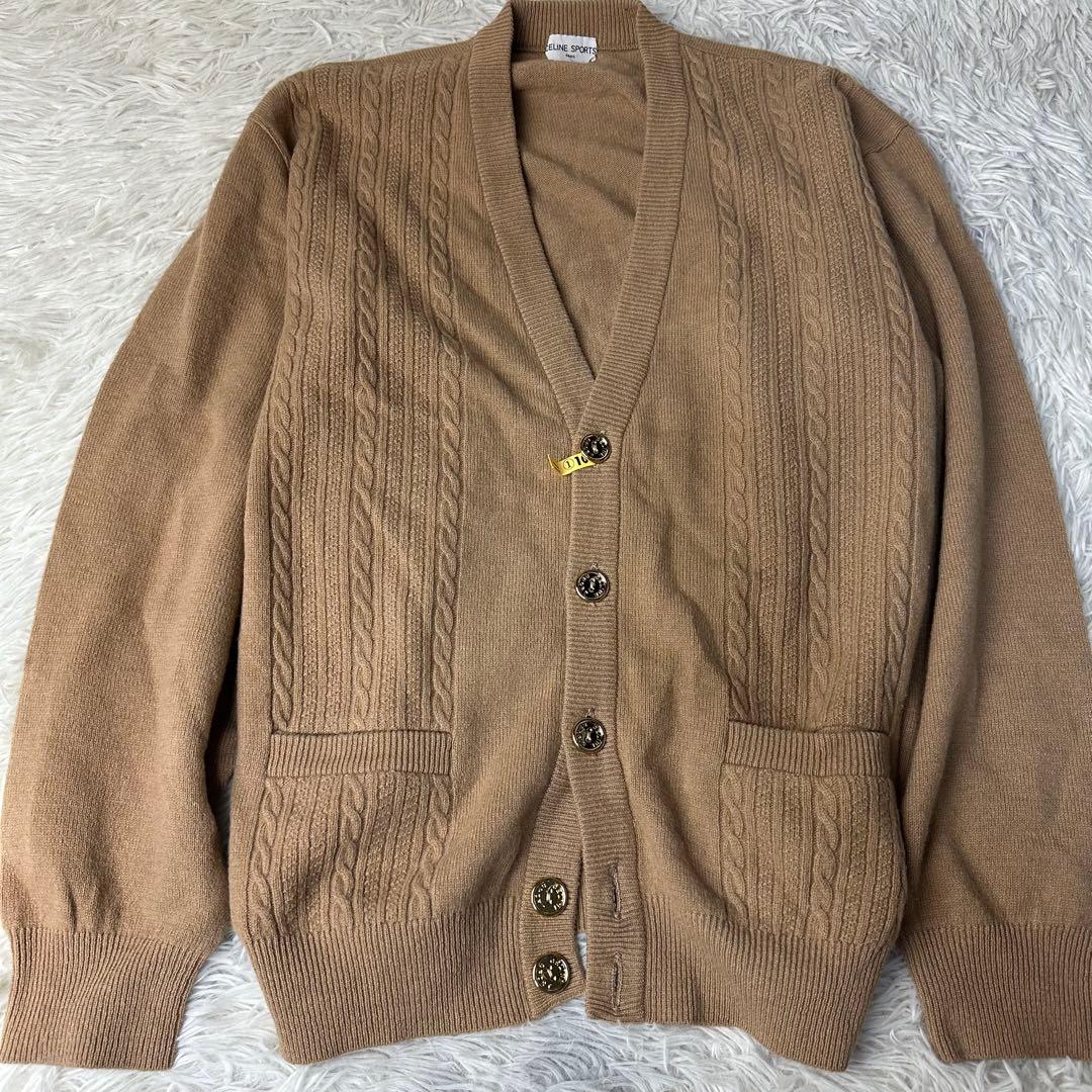極美品 CELINE SPORTS ケーブル編 カーディガン L 金ボタン CELINE セリーヌ ウール カーディガン 刺繍 金ボタン old - メルカリ