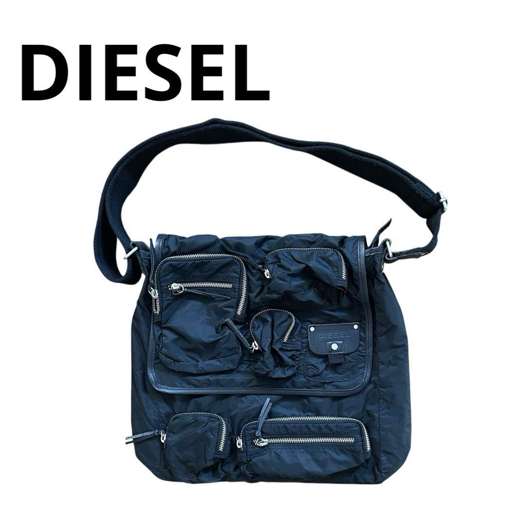 バッグ 00s DIESEL multi pocket bag y2k DIESEL nation y2k mini multi-pocket denim washed mini shoulder bag