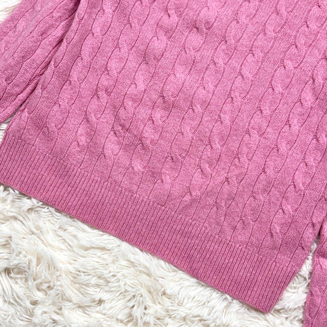 現行 L ラルフローレン ケーブルニット カシミヤ混 クルーネック ロゴ