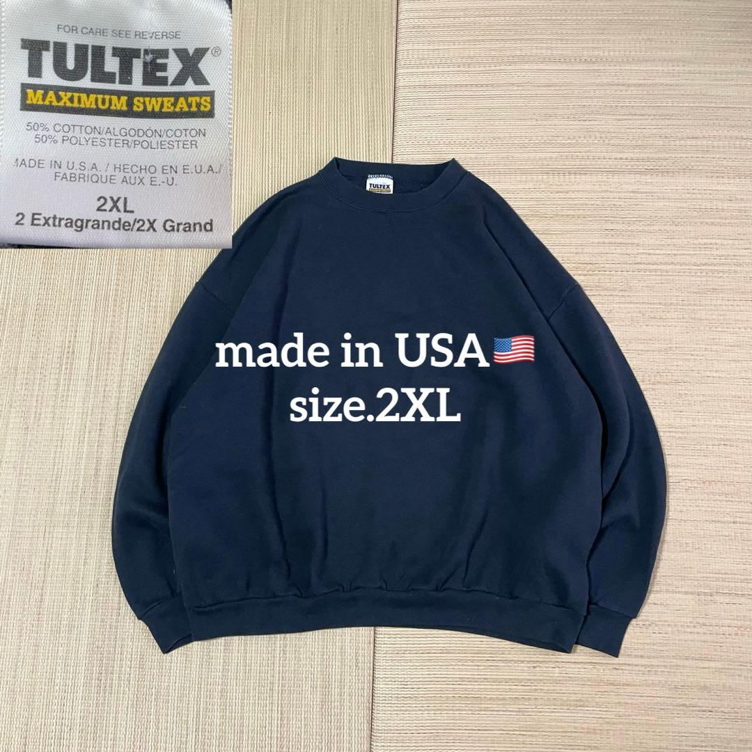 90s USA製 タルテックス ブラック 無地 スウェット ボックス 2XL