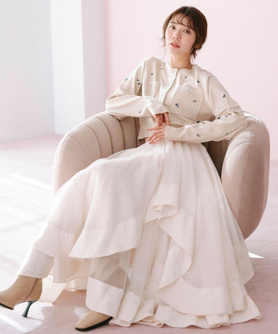 即完レア商品 ココディール ウェーブフレアオーガンジースカート 26ss