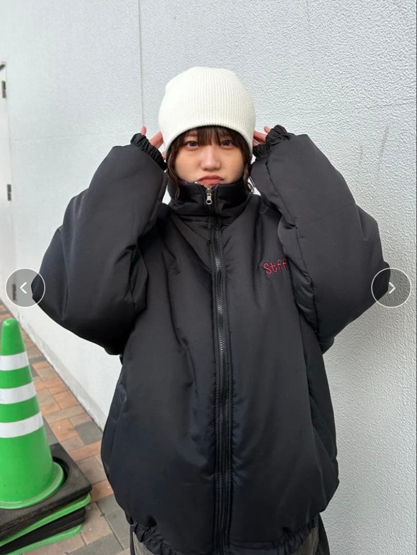 StffPiqck ダウン 赤チェック 黒 リバーシブル 地底人ONLINE - メルカリ