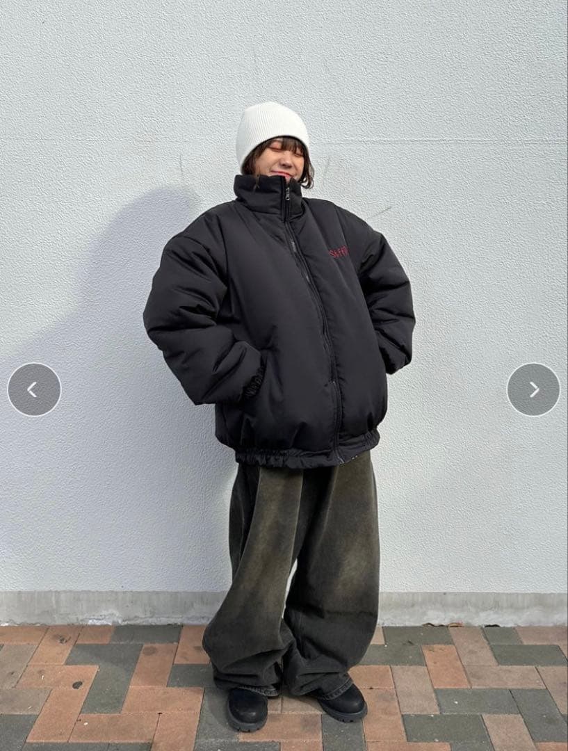 StffPiqck ダウン 赤チェック 黒 リバーシブル 地底人ONLINE - メルカリ