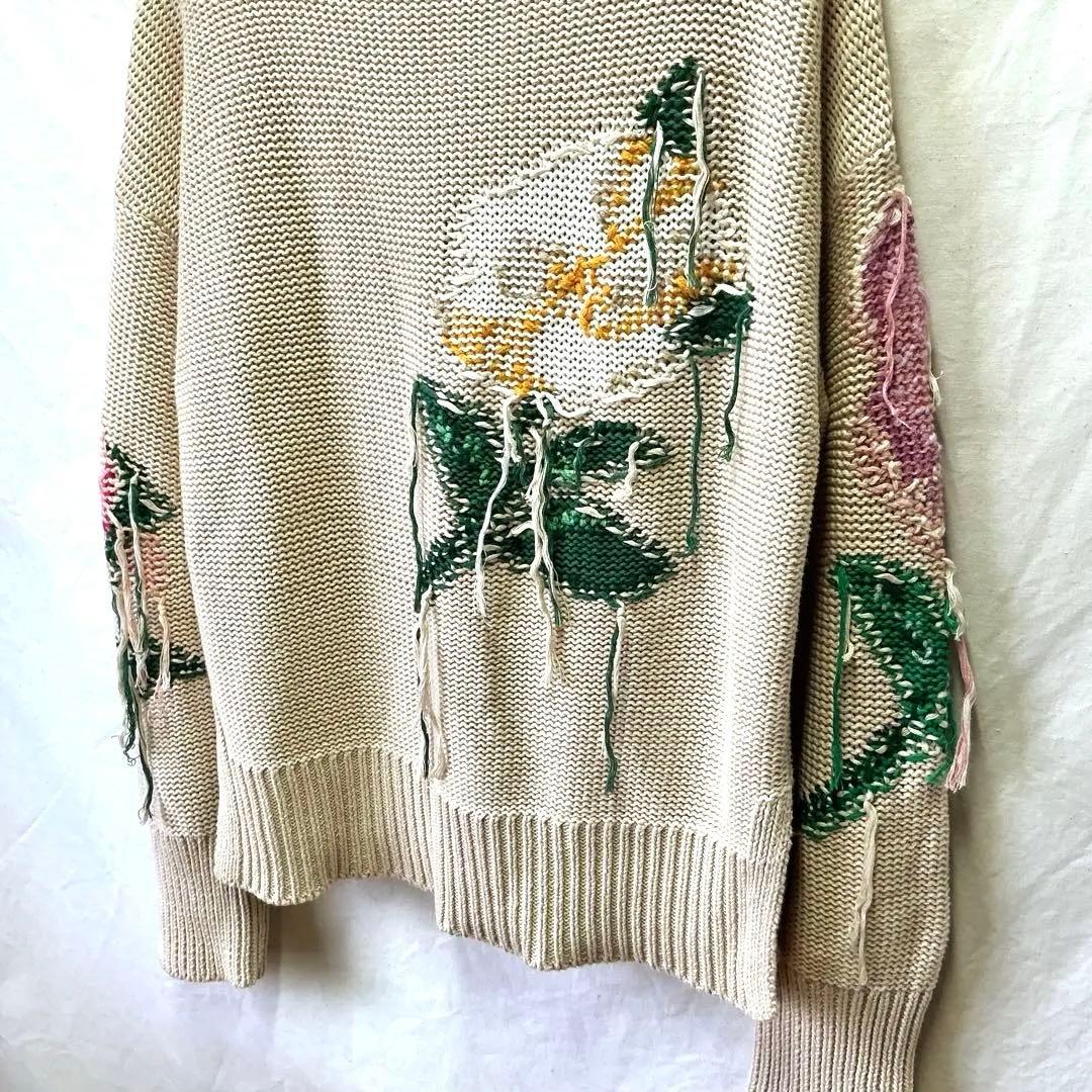美品 TWINSET コットン ニット セーター 47,000円 花柄 ベージュ