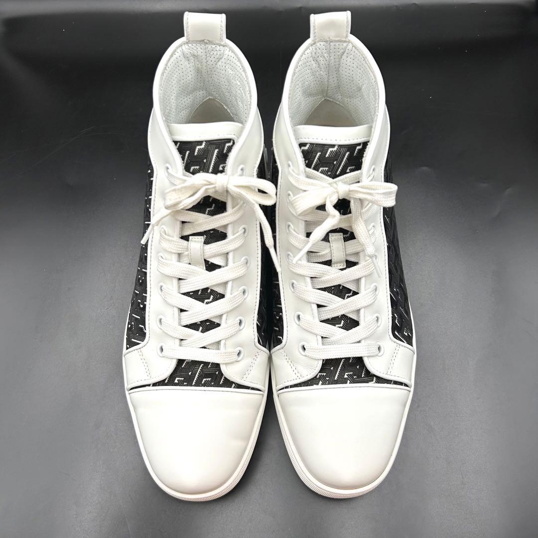 美品】クリスチャンルブタン ハイカットスニーカー メンズ レザー 白