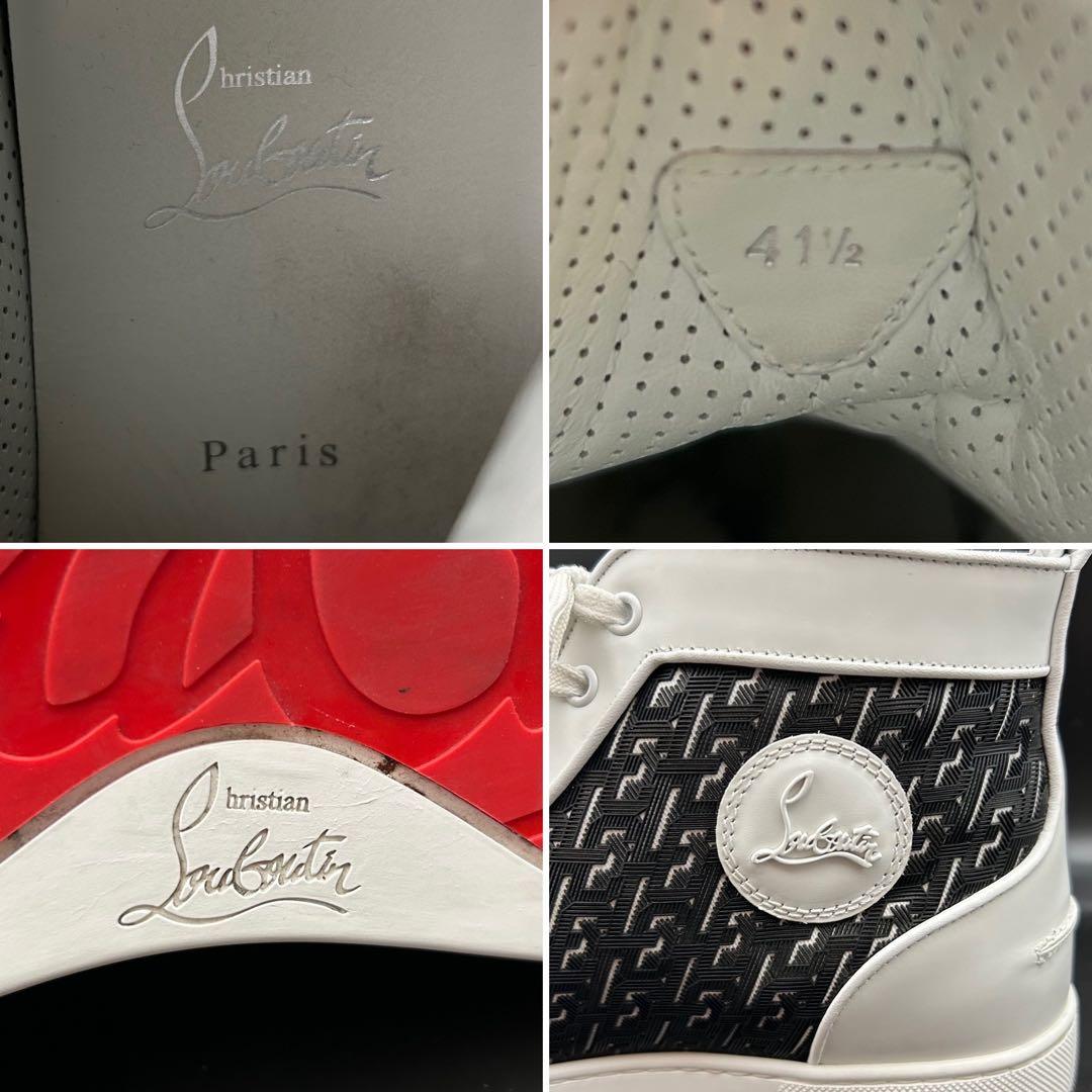 美品】クリスチャンルブタン ハイカットスニーカー メンズ レザー 白