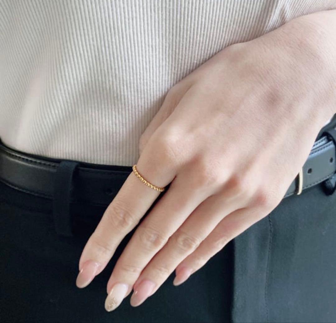 新品 ボールリング ビーズリング ペルレ風 指輪 ゴールド リング 11号