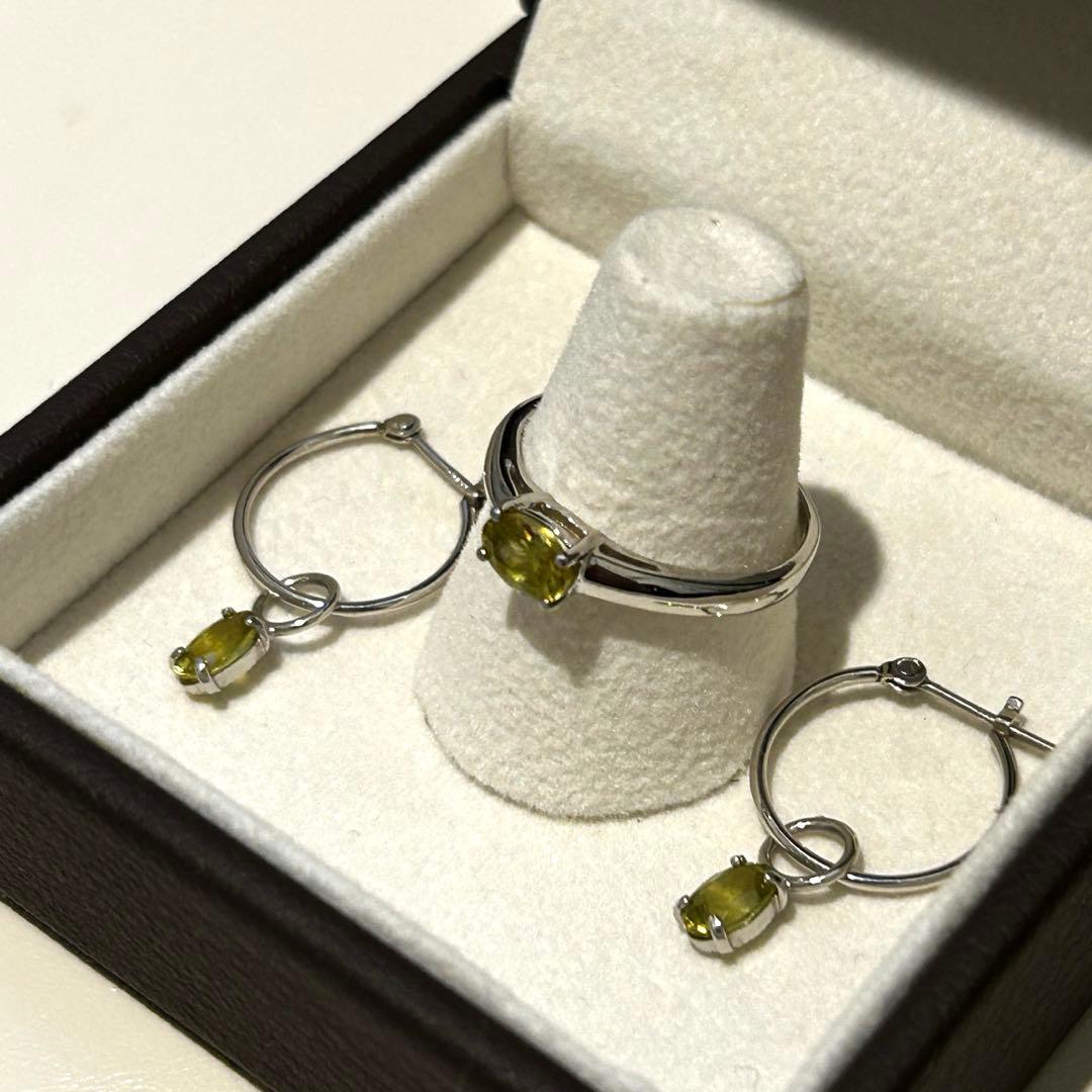 スフェーン　リングとピアスのセット　プラチナ スフェーン 約1ct ダイヤモンド プラチナ リング(指輪)【品質保証書