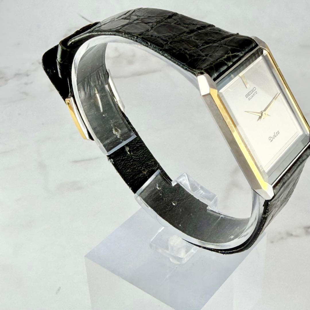 新品電池 希少】 セイコー ドルチェ スクエア コンビ シルバー文字盤