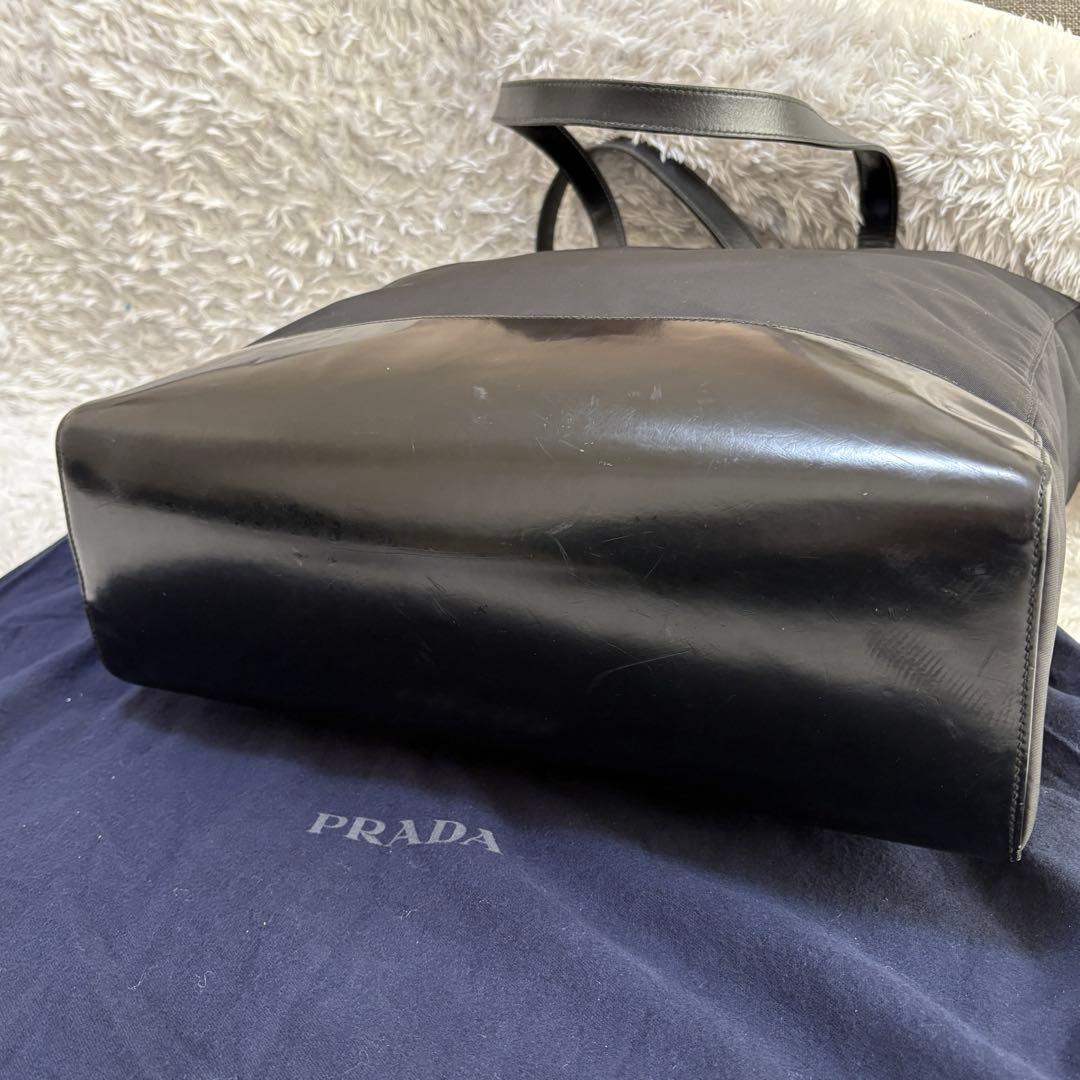 希少 美品】プラダ リナイロン テスート トートバッグ レザーコンビ 黒