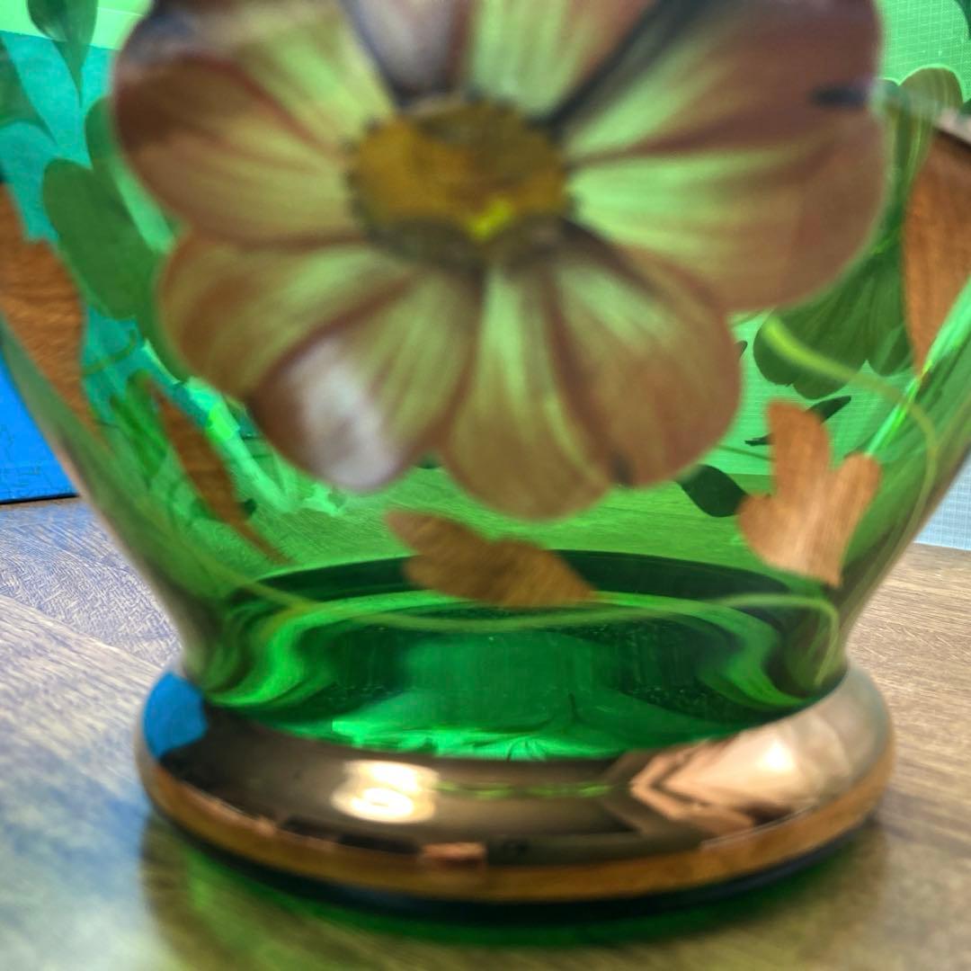 チェコ製 ボヘミアングラス 花瓶 金彩 未使用品 レトロ - メルカリ