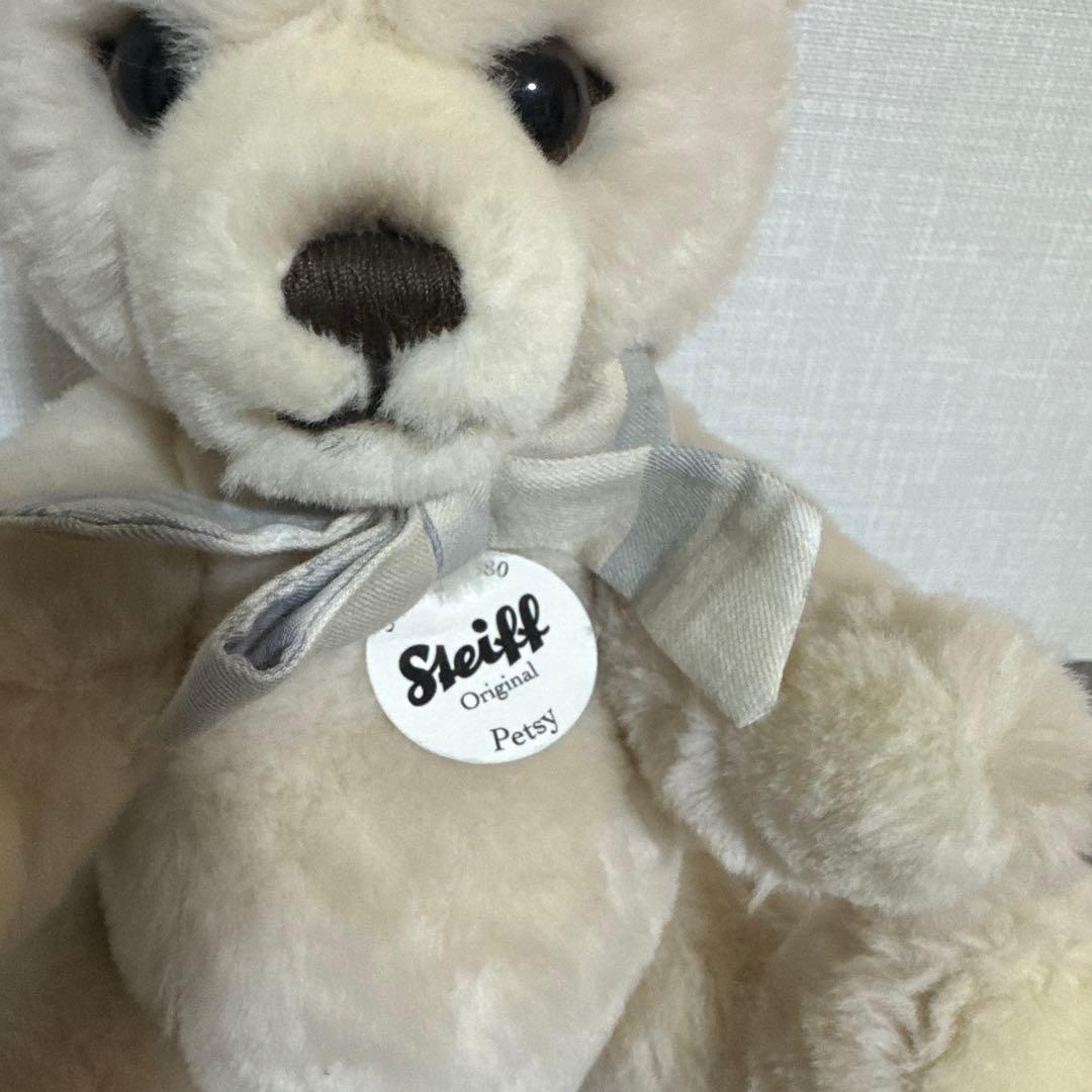 Steiff テディベア　PETSY ペッツィ クリーム　チェックリボン