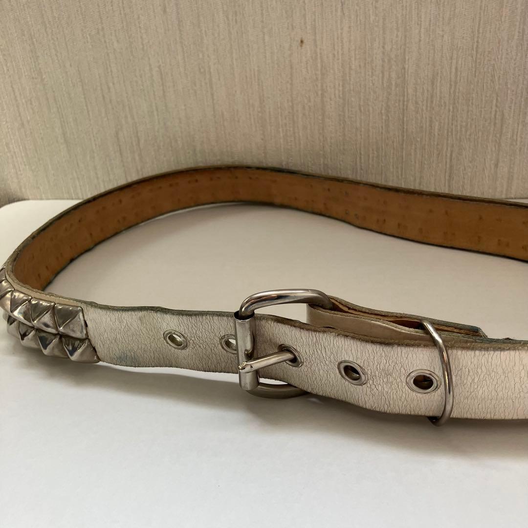 希少 WENDY'S ウェンディーズ 2連 スタッズベルト イングランド製 白