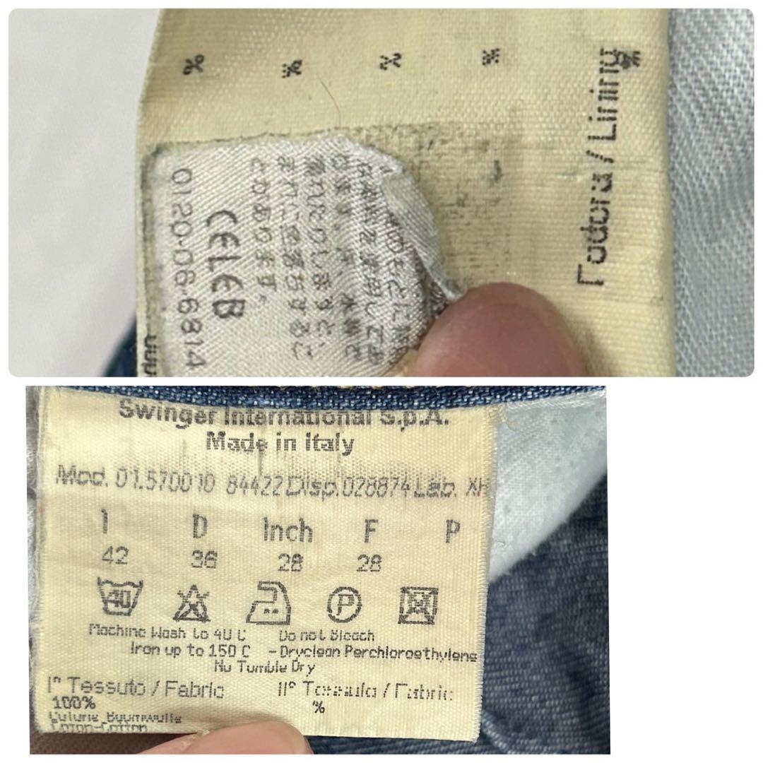 P78 美品 L フェンディ ロゴボタン デニムパンツ インディゴ