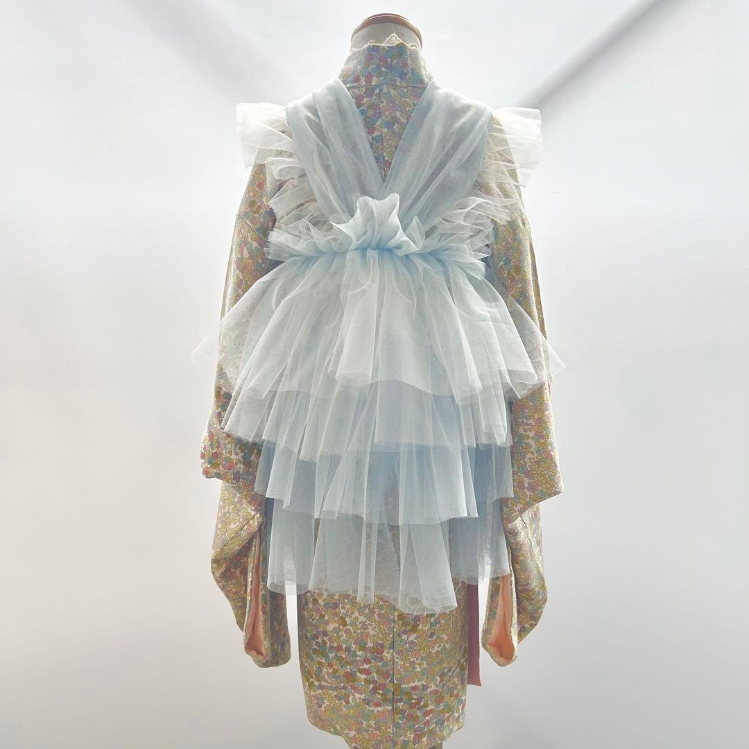 被布エプロン【ライトブルー】チュール被布 被布ドレス 七五三