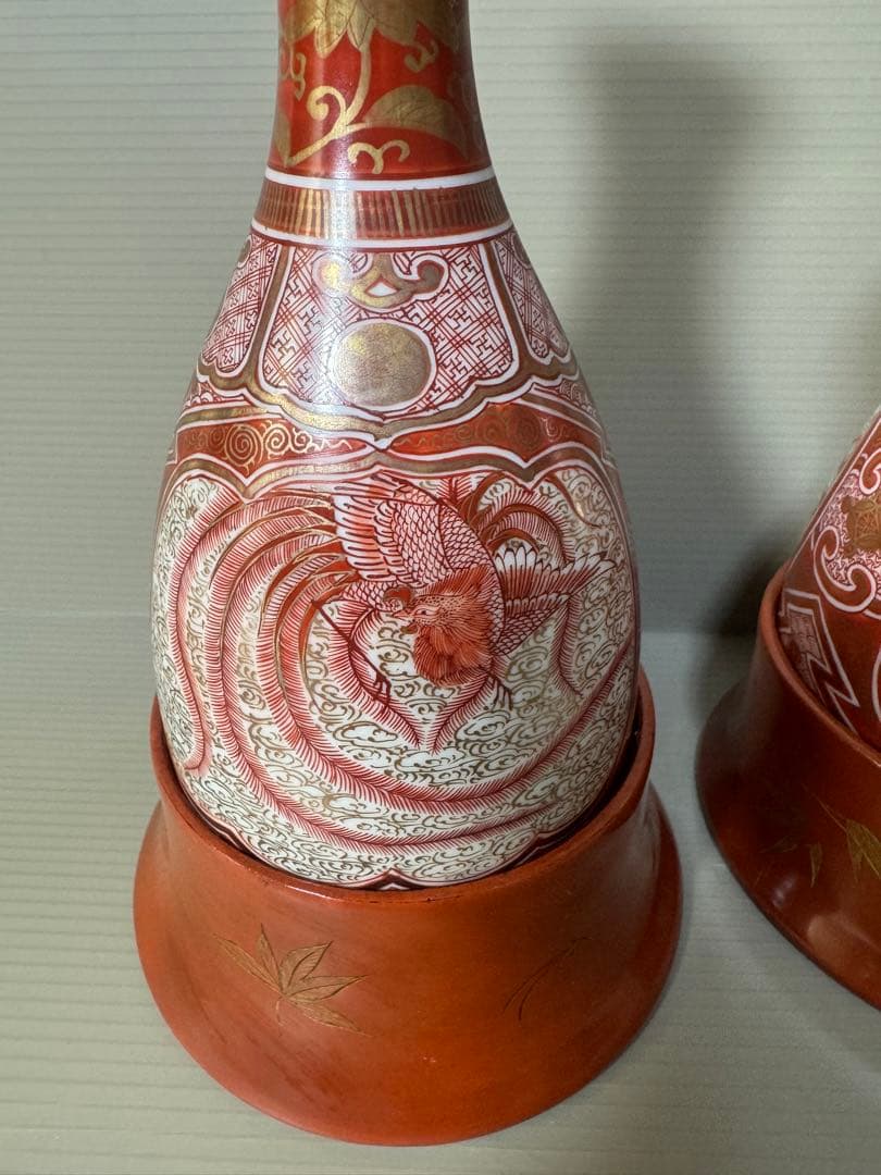 2375 九谷焼 赤絵 龍文 鳳凰文 徳利 2客 - メルカリ