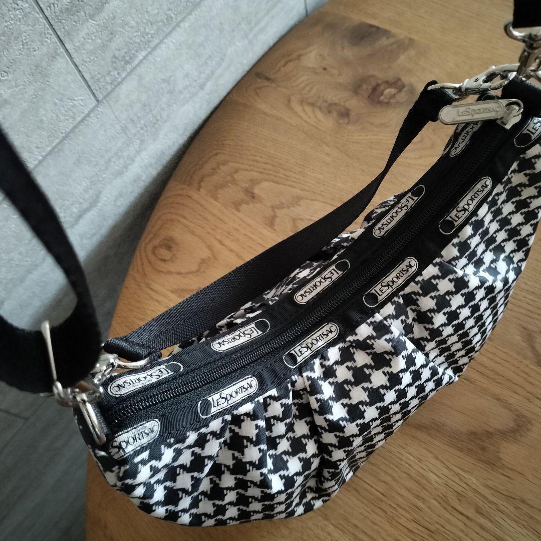 レスポ LeSportsac 千鳥格子柄 2way ショルダーバッグ 黒 白 - メルカリ