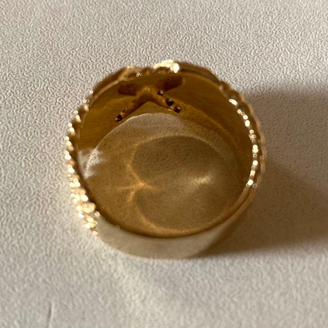 K18ダイヤモンドリング　ミル打ちアンティーク　約16号　7.8g