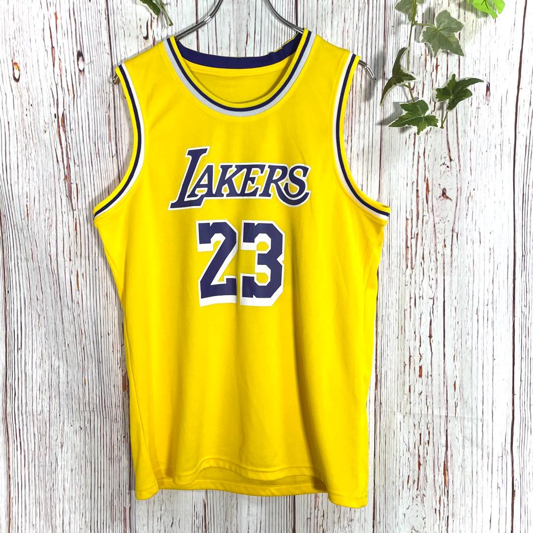 美品】NBA レイカーズ ユニフォーム ゲームシャツ 黄色 23 ジェームズ