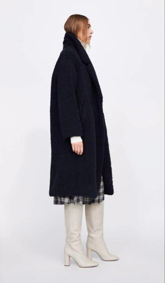 ZARA ボアコート テディベアコート ネイビー XS タグ付 - メルカリ