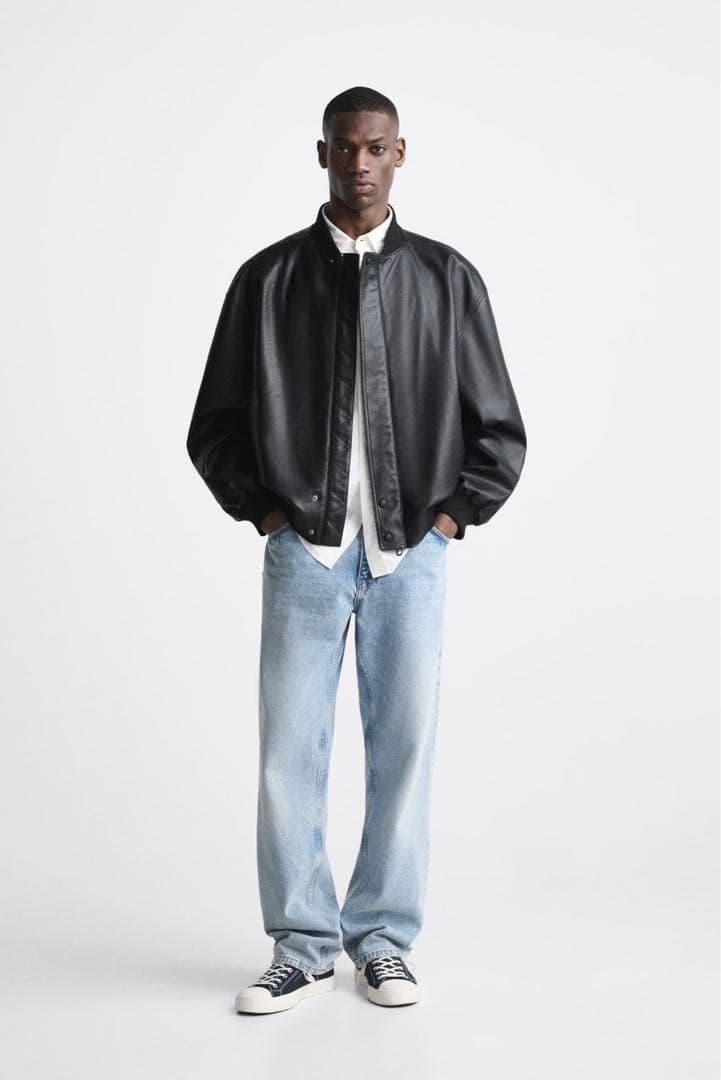 ZARA フェイクレザー ボンバージャケット 新品タグ付き - メルカリ