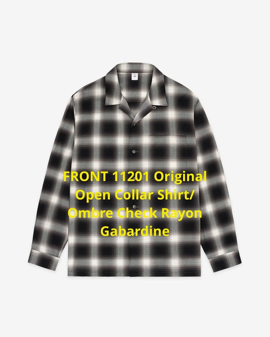 FRONT 11201 Original オンブレチェックシャツ Open Collar Shirt/ Ombre Check Rayon Gabardine – FRONT 11201