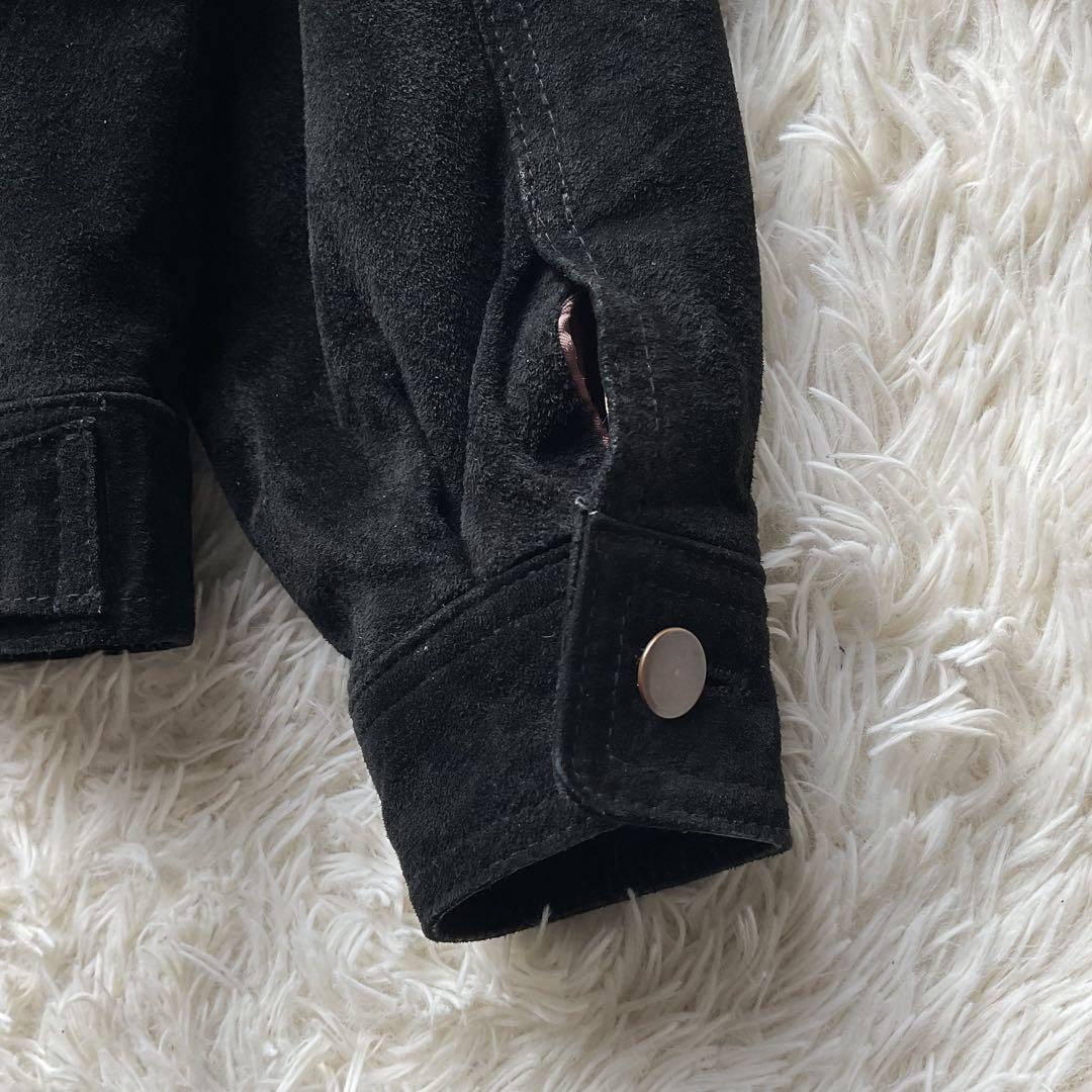 90's✨レザートラッカージャケット 3rd 豚革 黒 スエード M キムタク