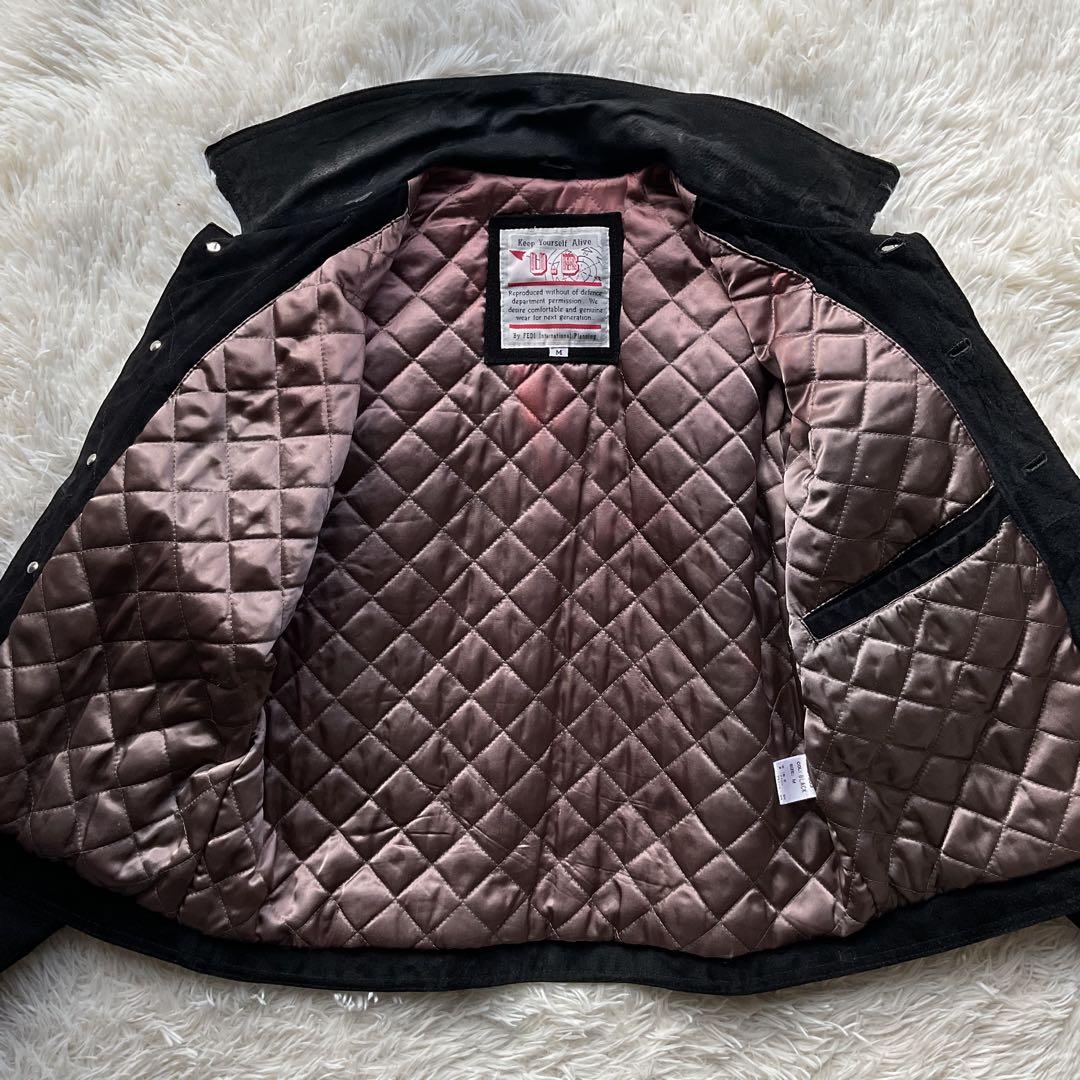 90's✨レザートラッカージャケット 3rd 豚革 黒 スエード M キムタク