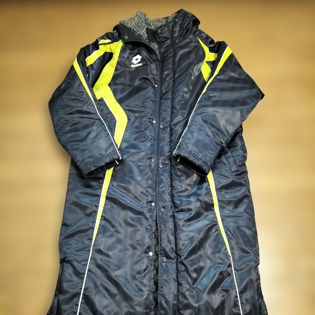 lotto フリース裏地 ベンチコート L ネイビー/イエロー - メルカリ