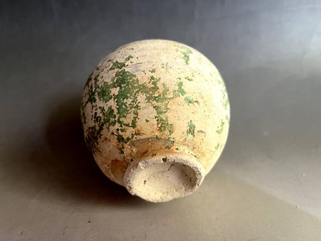 壺□緑釉 土器 須恵器 小壷 発掘品 古壺 時代物 古玩 漢代