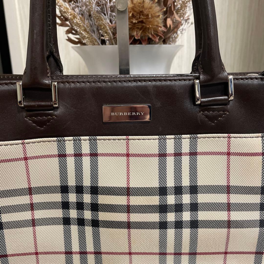 Burberry バーバリー トートバッグ ノバチェック レザー ロゴプレート
