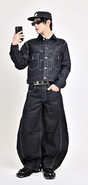 L2156 リジットバルーンデニム S（navy） 地底人ONLINE