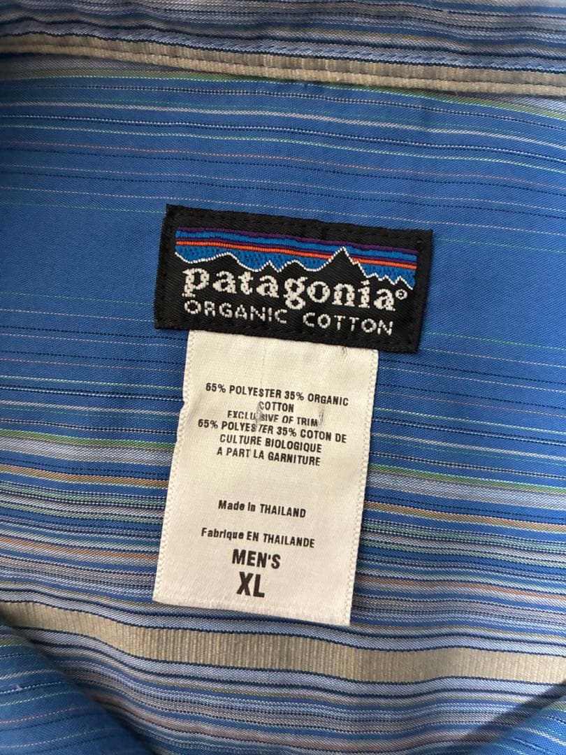 patagonia ストライプ柄プルオーバーシャツ XL ブルー rhythm - メルカリ