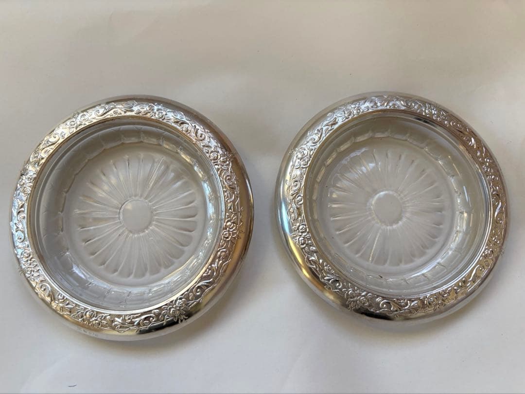 純銀製【新品未使用】♦️純銀製 タレントコースター8個組セット 銀製/タレントコースター/2個セット/共箱付/純銀/銀製品/銀器/ガラス