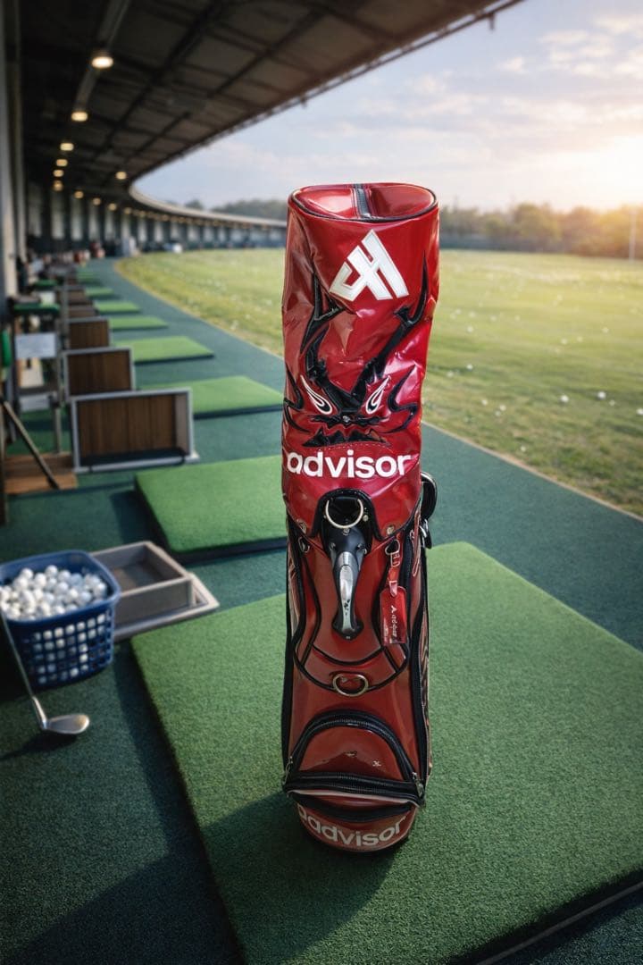 良品】ゴルフ キャディバッグ Advisor アドバイザー 赤 ドラゴン柄