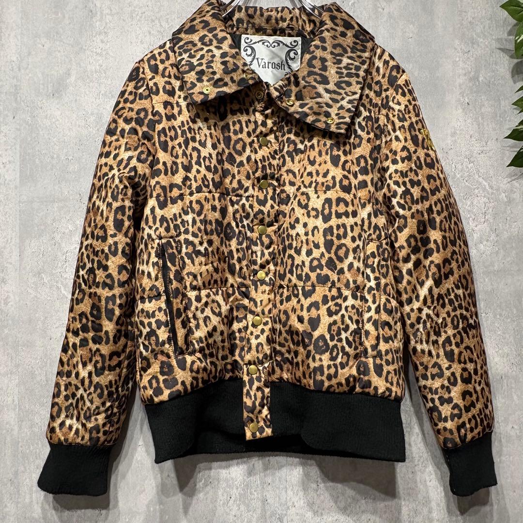00's y2k 短丈ジャケット平成ギャル男 お兄系 レオパード柄 ビッグ