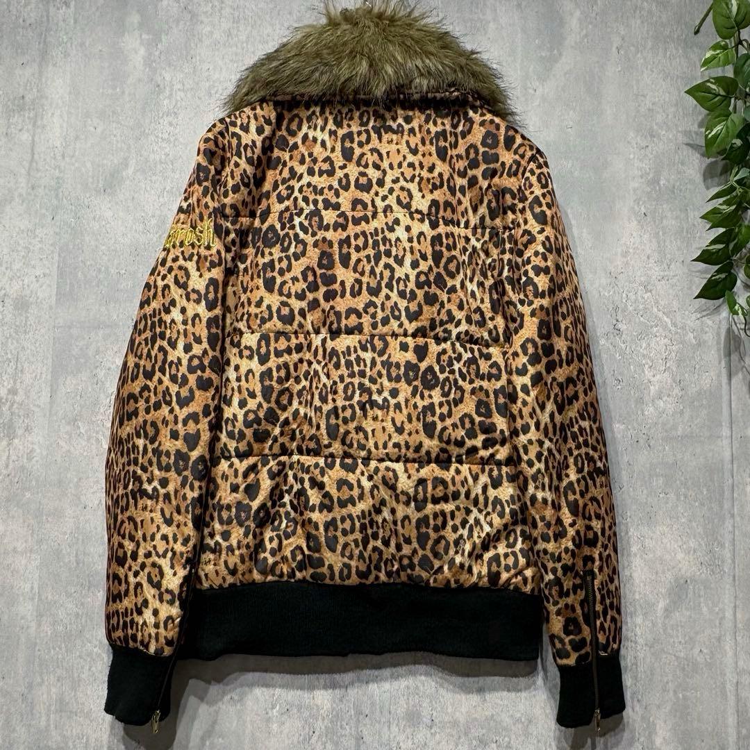 00's y2k 短丈ジャケット平成ギャル男 お兄系 レオパード柄 ビッグ