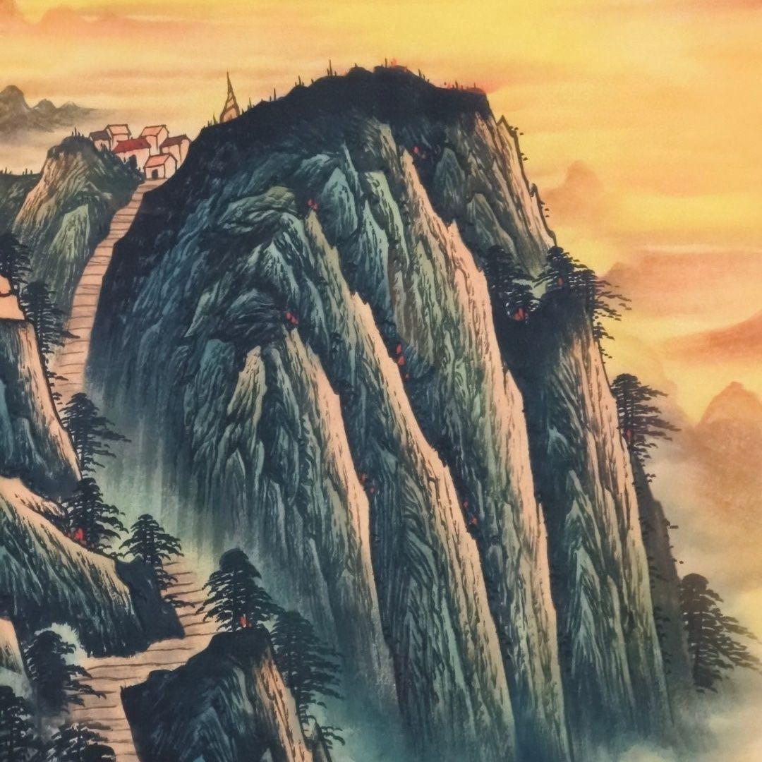 中国画 关山月《江山如此多娇》防偽・中堂 掛け軸