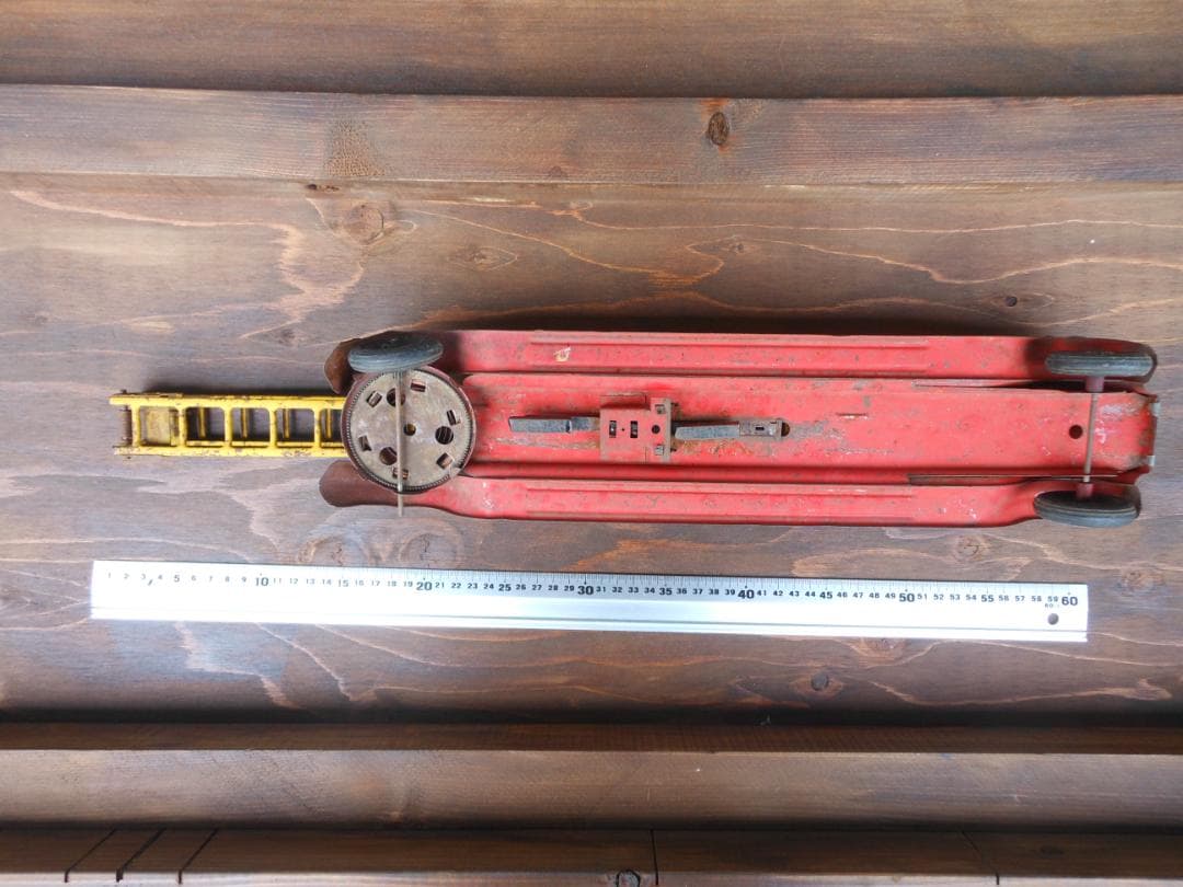 Kingsbury トイカー 赤 消防車 はしご車　ブリキ　おもちゃ