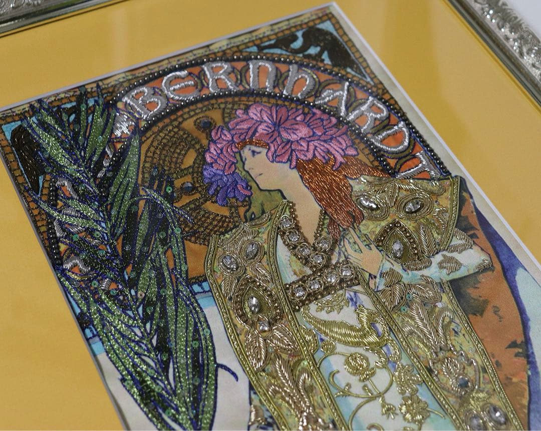 《アルフォンス・ミュシャ》箱付新品 定価46,200円 エンブロイド・アート