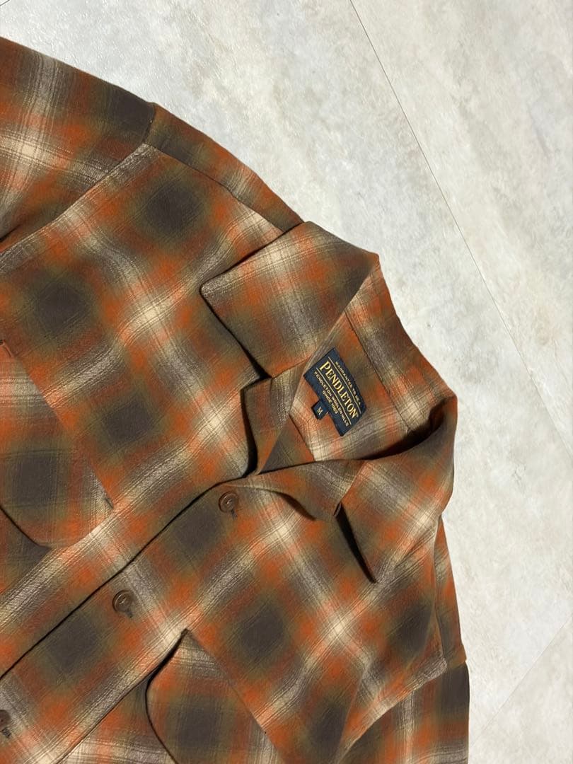 美品サイズM】ペンドルトン オンブレ チェック オープンカラーシャツ