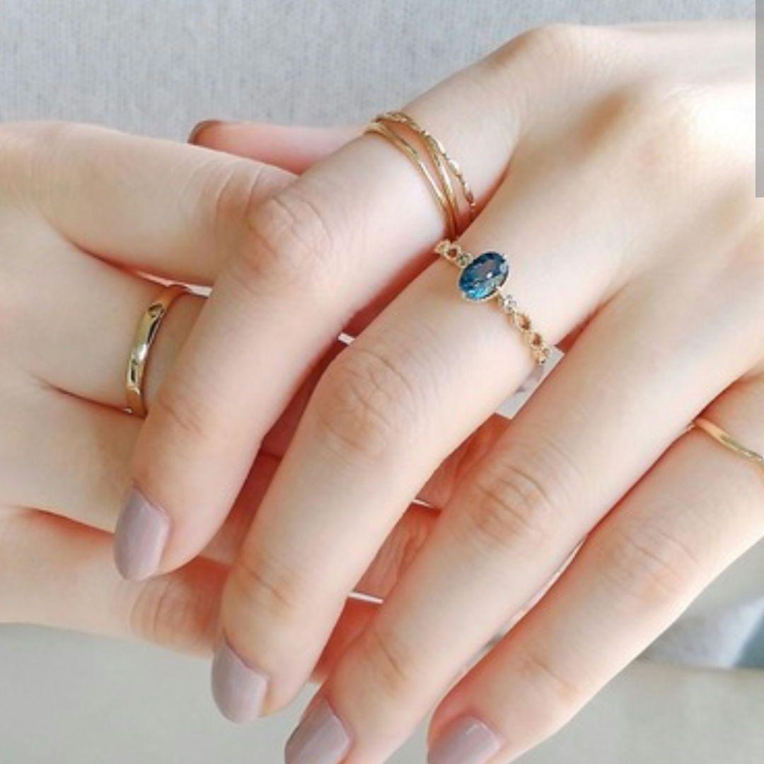 ノワールドプーペ ロンドンブルートパーズ ダイヤモンド リング k10 11