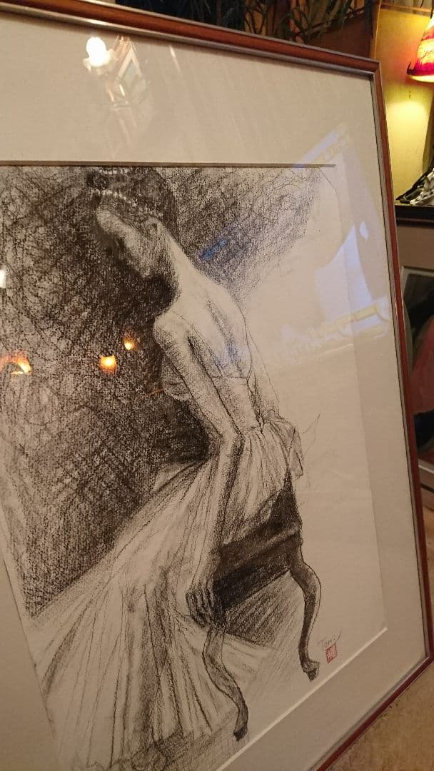 TOMI バレリーナ 鉛筆画 サイン  落款