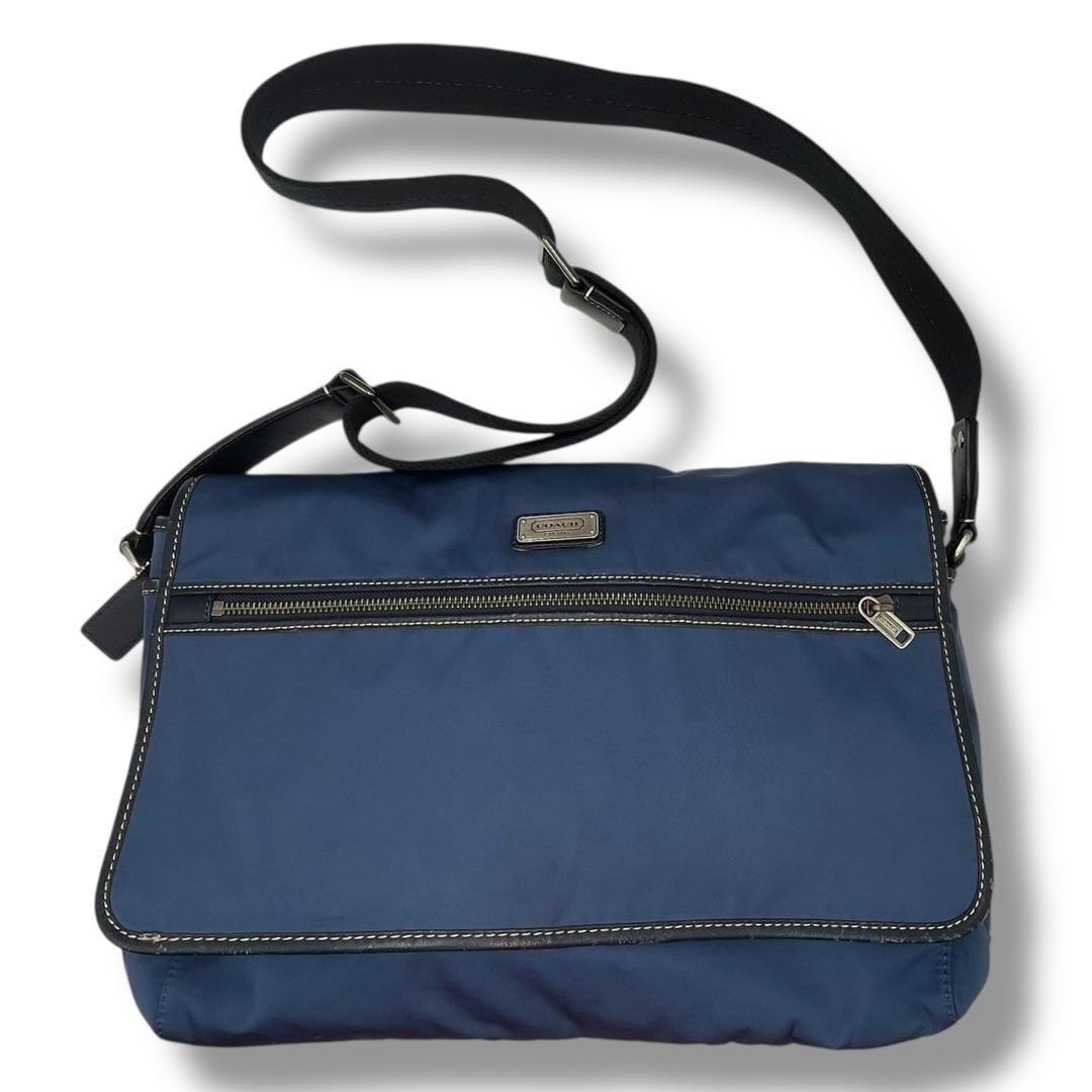 極美品 COACH コーチ メッセンジャー ショルダー ビジネス　A4　ブルー COACH（コーチ） ショルダーバッグ チャーター クロスボディ バッグ 24
