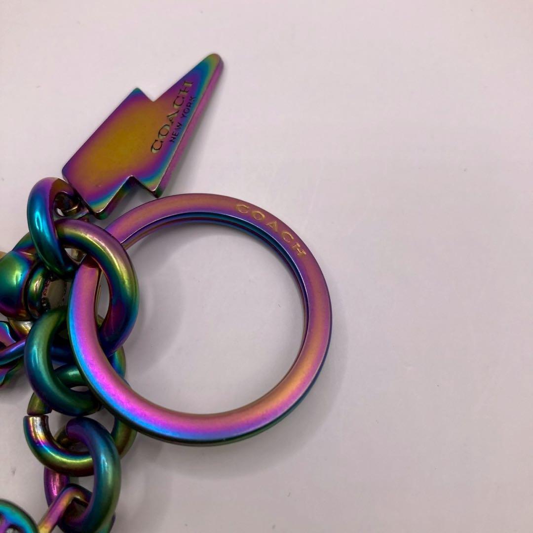 極美品 COACHコーチ レキシー虹色恐竜レインボー キーホルダー